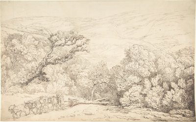 Krajobraz z wołami i ściętym drzewem autorstwa Thomas Rowlandson