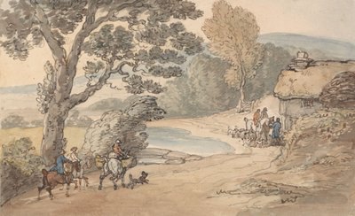 Krajobraz z grupą myśliwych autorstwa Thomas Rowlandson