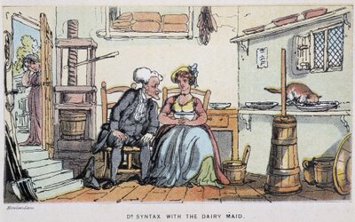 Le docteur avec une servee - w „Trzech podróżach doktora Syntaxa: w poszukiwaniu malowniczej pociechy i żony”” Williama Combe, il. Rowlandson autorstwa Thomas Rowlandson