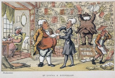 Le docteur et un marchand de livre – w „Trzech podróżach doktora Syntaxa: w poszukiwaniu malowniczej pociechy i żony”” Williama Combe, il. Rowlandson autorstwa Thomas Rowlandson