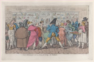 Musztardy z Rue du Coq w Paryżu Dawdlers z Rue Coq, ca. 1810 r., ok. 1810 r. 1810. autorstwa Thomas Rowlandson