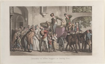 Wolność dla niedołężnych żebraków opuszczających Yrvi, z Journal of Sentimental Travels w ..., 1821. autorstwa Thomas Rowlandson