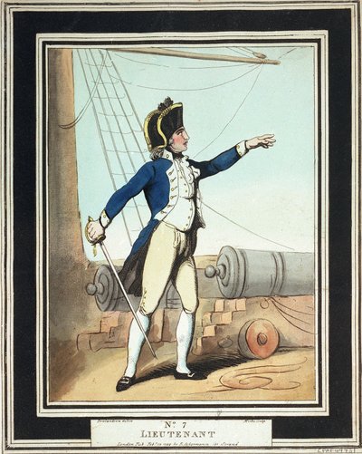 Porucznik, midszypmen Królewskiej Marynarki Wojennej w XVIII wieku autorstwa Thomas Rowlandson