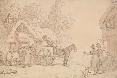 Ładowanie worków do wózka autorstwa Thomas Rowlandson