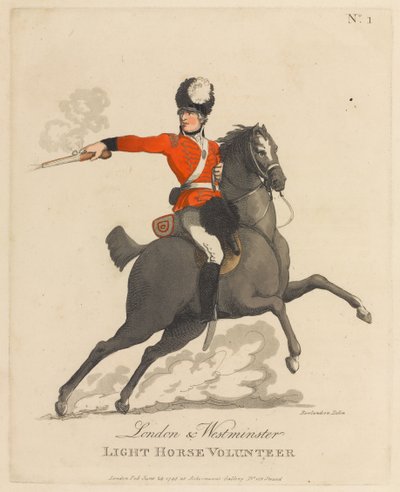 Wolontariuszka w Londynie i Westminster Light Horse autorstwa Thomas Rowlandson
