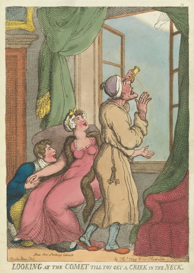 "Patrząc na kometę, aż dostaniesz w kark autorstwa Thomas Rowlandson