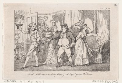 Lord Tellamar niegrzecznie zwolniony przez Squire Westerna, z Historii Toma Jonesa, fundatora, 1792. autorstwa Thomas Rowlandson