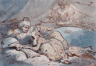 Miłość na Wschodzie, ok. 1787 (pranie pióra i koloru) autorstwa Thomas Rowlandson