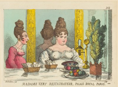 Pani Very, właścicielka restauracji, Palais Royal w Paryżu autorstwa Thomas Rowlandson