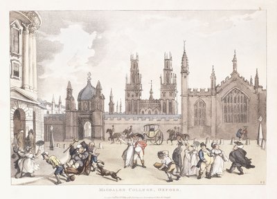 Magdalen College, Oksford, 1809-1811 autorstwa Thomas Rowlandson