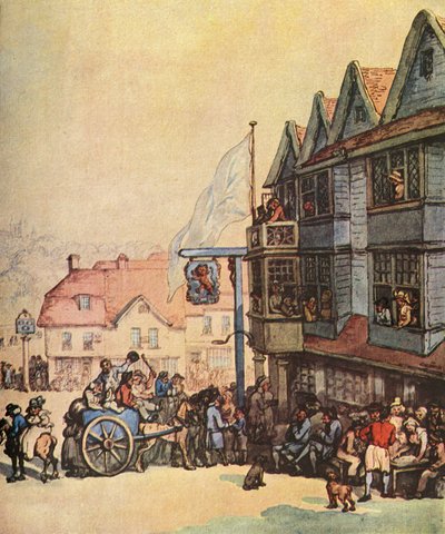Dzień Targowy przed Starym Czerwonym Lwem w Greenwich, 1938 autorstwa Thomas Rowlandson