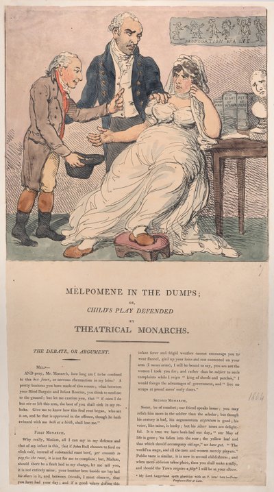 Melpomene na wysypiskach, czyli dziecięcej zabawie bronionej przez teatralnych monarchów, 1804., 1804. autorstwa Thomas Rowlandson