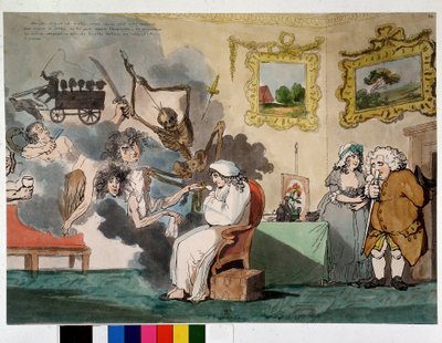 Choroba psychiczna i wizje: hipochondrium – rysunek Rowlandsona autorstwa Thomas Rowlandson