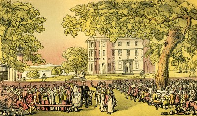 "Małżeństwo panny Worthy - dr Syntax na krześle" autorstwa Thomas Rowlandson