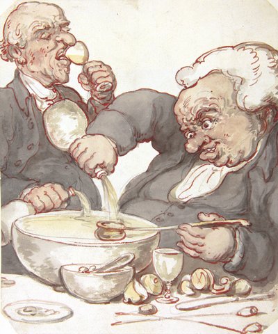 Mixing the Punch (tusz i akwarela z ołówkiem) autorstwa Thomas Rowlandson