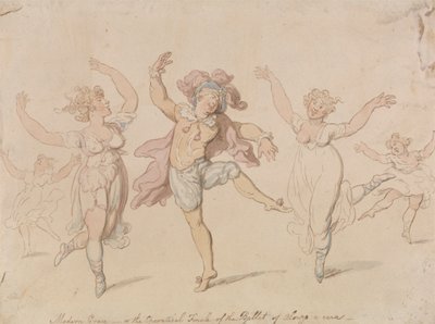 Nowoczesna łaska… Balet Alonzo e Cara autorstwa Thomas Rowlandson