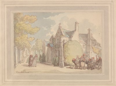 Mnisi hulający przed klasztorem autorstwa Thomas Rowlandson