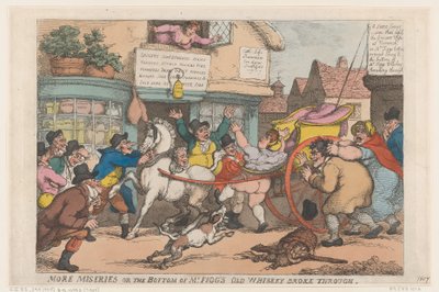 Więcej Miseries: The Bottom of Old Whisky Mr Figg przełamał się, 1807., 1807. autorstwa Thomas Rowlandson