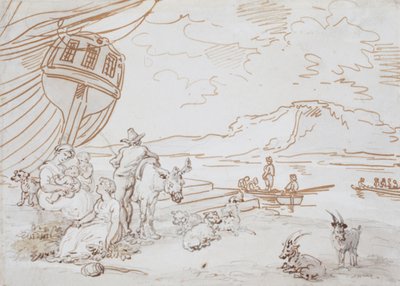 Matka i dzieci nad brzegiem wody autorstwa Thomas Rowlandson