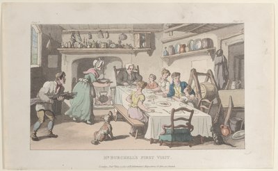 Pierwsza wizyta pana Burchella, z Wikariusza Wakefield, 1 maja 1817, 1 maja 1817. autorstwa Thomas Rowlandson