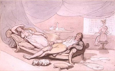 Muzyka w domu (pióro i tusz, akwarela) autorstwa Thomas Rowlandson