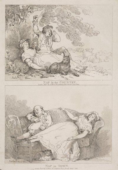 Drzemka na wsi – Drzemka w mieście autorstwa Thomas Rowlandson