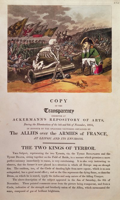 Napoleon i Śmierć siedzą razem na polu bitwy pod Lipskiem (patrz też 266072) autorstwa Thomas Rowlandson