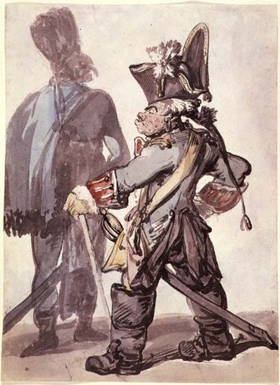 No.2160 Fryderyk Wielki (1712-86) i jeden z jego oficerów (pióro, sepia i akwarela na papierze) autorstwa Thomas Rowlandson