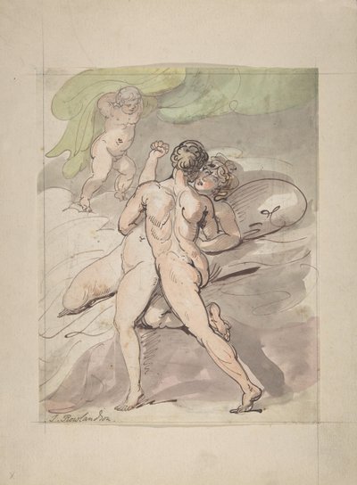 Naga para obejmująca, 1780-1827. autorstwa Thomas Rowlandson