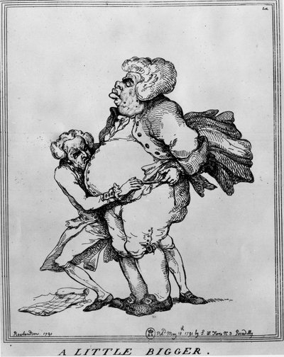 Obesite: trochę większy - Rysunek Thomasa Rowlandsona (1756-1827) autorstwa Thomas Rowlandson