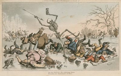 Na kruchym lodzie, wirująca łyżwa, staje się narzędziem losu autorstwa Thomas Rowlandson