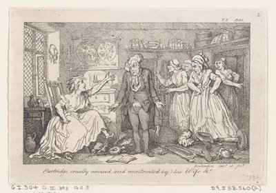 Kuropatwa okrutnie oskarżana i maltretowana przez swoją żonę, z Historii Toma Jonesa, a Fo..., 1792. autorstwa Thomas Rowlandson