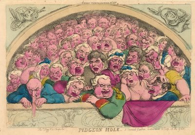 Pigeon Hole, pomysł z Ogrodu Klasztornego, aby poradzić sobie z bogami, 1811 (ręcznie kolorowany grawerunek) autorstwa Thomas Rowlandson