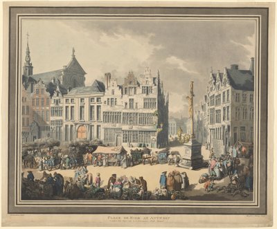 Place de Meir w Antwerpii autorstwa Thomas Rowlandson