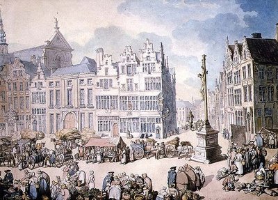 Place de Mer, Antwerpia autorstwa Thomas Rowlandson