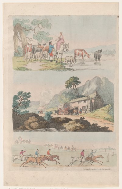 Tablica 10, Zarysy postaci, krajobrazów i bydła... na użytek uczniów, ..., 6 sierpnia 1790. autorstwa Thomas Rowlandson