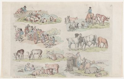 Tablica 11, Zarysy postaci, krajobrazów i bydła... na użytek uczniów..., 31 stycznia 1791. autorstwa Thomas Rowlandson