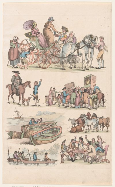 Tablica 16, Zarysy postaci, krajobrazów i bydła... na użytek uczniów, Ju..., 1 czerwca 1790. autorstwa Thomas Rowlandson