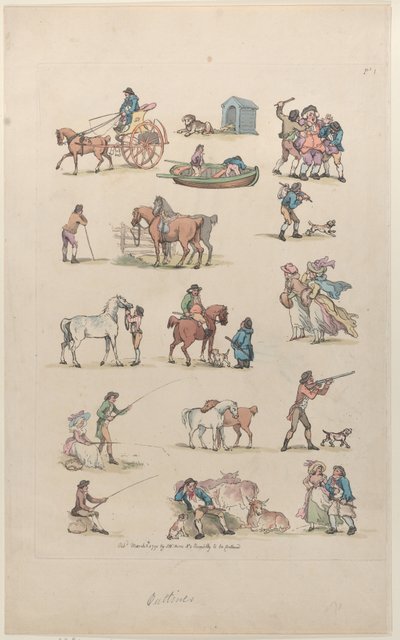 Tablica 1, Zarysy postaci, krajobrazów i bydła... na użytek uczniów, Ma..., 8 marca 1790. autorstwa Thomas Rowlandson