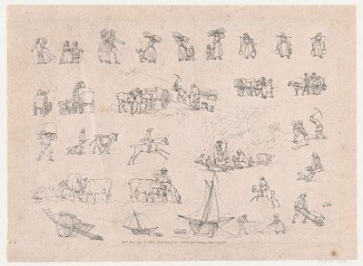 Tablica 2, Zarysy postaci, krajobrazów i bydła... na użytek uczniów, czerwiec..., 1 czerwca 1790. autorstwa Thomas Rowlandson
