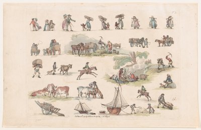 Tablica 2, Zarysy postaci, krajobrazów i bydła... na użytek uczniów, Ma..., 8 marca 1790. autorstwa Thomas Rowlandson