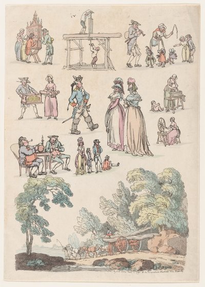 Tablica 5, Zarysy postaci, krajobrazów i bydła... na użytek uczniów, Ju..., 18 czerwca 1790. autorstwa Thomas Rowlandson