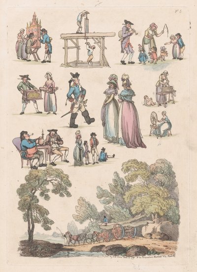 Tablica 5, Zarysy postaci, krajobrazów i bydła... na użytek uczniów, Ju..., 18 czerwca 1790. autorstwa Thomas Rowlandson