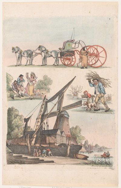 Tablica 9, Zarysy postaci, krajobrazów i bydła... na użytek uczniów,..., 20 stycznia 1791. autorstwa Thomas Rowlandson
