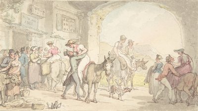 Przyjemność Poste aux Anes, z Podróży sentymentalnych, ca. 1821. autorstwa Thomas Rowlandson