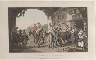 Przyjemności z Poste Aux Ânes, z Journal of Sentimental Travels in the Southern Provin..., 1821. autorstwa Thomas Rowlandson