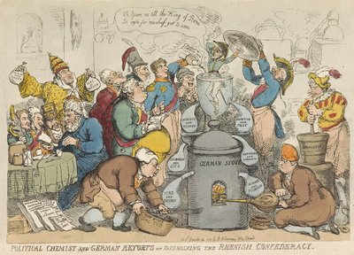 Politolog i niemieckie riposty czy rozwiązanie konfederacji nadreńskiej, wyd. 1813 (ręcznie kolorowane grawerowanie) autorstwa Thomas Rowlandson
