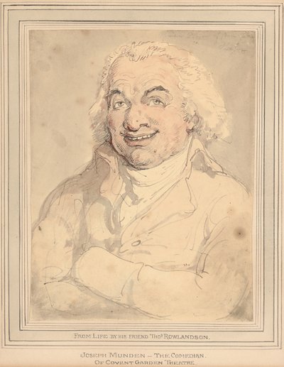 Portret Josepha Mundena, do biustu, w płowożółtym płaszczu autorstwa Thomas Rowlandson