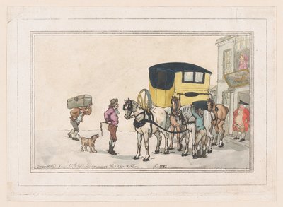 Post Boys and Post Horses w White Hart Inn, 15 grudnia 1787, 15 grudnia 1787. autorstwa Thomas Rowlandson