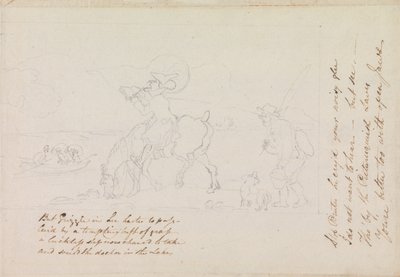Szkic przygotowawczy do obrazu „Dr Syntax szkicujący jezioro” autorstwa Thomas Rowlandson